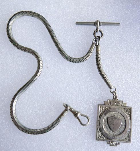 Victorian Albert  Solid Silver Albert Watch Chain "N.G.R.CO.REG" Birmingham or Chester. length 12" - 41,9g