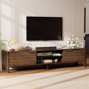 Wooden TV Stand Cabinet - 180cm Long TV Unit With Storage And Adjustable Shelves, Television Console Table for TVs up to 80 inch, Media Entertainment Center For Living Room Bedroom, Walnut