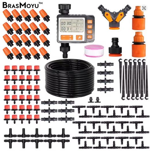 Garden Irrigation Watering Kits Timer Controller Irrigator System 2-in-1 Misting Sprinklers Drip Water Sets