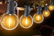 Outdoor String Lights Mains Powered, 60FT G40 LED Festoon Lights Outdoor, IP45 Waterproof Globe Garden String Lighting with 30 1 Bulbs, 2700K Indoor/Outside Patio Lights for Decor Cafe Party