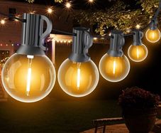 Outdoor String Lights Mains Powered, 60FT G40 LED Festoon Lights Outdoor, IP45 Waterproof Globe Garden String Lighting with 30 1 Bulbs, 2700K Indoor/Outside Patio Lights for Decor Cafe Party