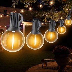 Outdoor String Lights Mains Powered, 60FT G40 LED Festoon Lights Outdoor, IP45 Waterproof Globe Garden String Lighting with 30 1 Bulbs, 2700K Indoor/Outside Patio Lights for Decor Cafe Party