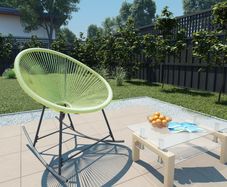 Outdoor Rocking Moon Chair Poly Rattan Green