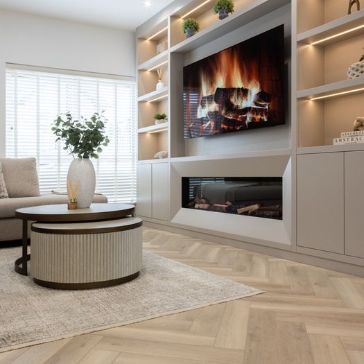 Clover Oak SPC Vinyl Herringbone Flooring 60x12.5cm