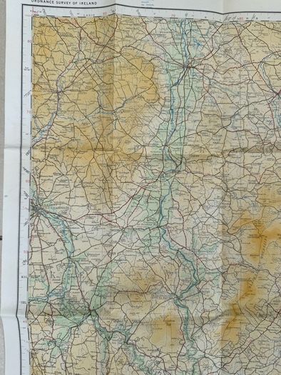 Vintage 1970's Ordnance survey of Ireland map of Carlow and Wexford, map no.19