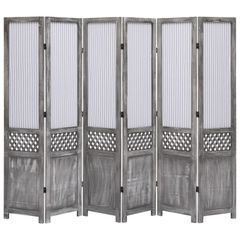 6-Panel Room Divider Grey 210x165 cm Fabric