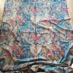 Fabric vintage design floral blue protected by scotchgard 140 x 390