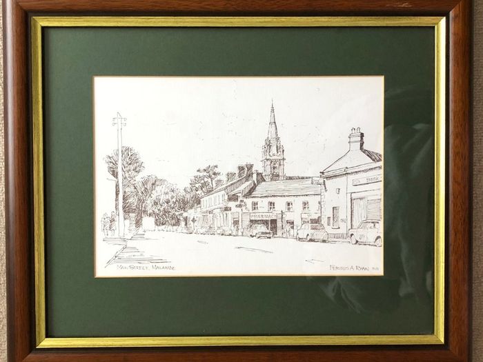 Fergus A Ryan Drawing of Malahide Main Street