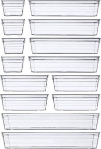 FREE P&P 14 PCS Clear Plastic Drawer Organisers Tray for Makeup, Kitchen Utensils, Jewelries and Gadgets