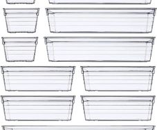 FREE P&P 14 PCS Clear Plastic Drawer Organisers Tray for Makeup, Kitchen Utensils, Jewelries and Gadgets
