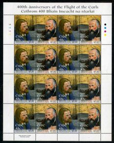 2007 Ireland Flight of the Earls (Hugh O'Neill & Rory O'Donnell) Commemorative Stamps Sheetlet Plate 1A1A1A1A Mint Never Hinged (MNH)