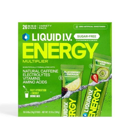 Liquid I.V. ENERGY Multiplier 26-Pack  Natural Caffeine + Electrolytes American Import