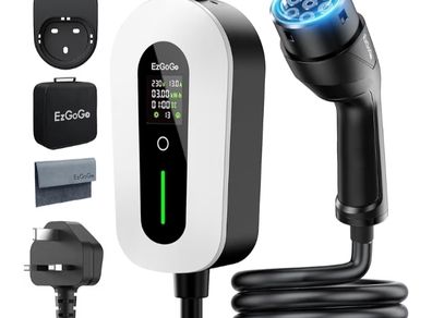 EV Charger Cable Type 2 to 3 Pin Plug 32.81Ft/10M Electric Car Charger 3kW, [6/8/10/13A] Type 2 Charging Cable 3 Pin IP65 Advanced Protection Suitable for EVs & PHEVs