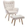 Armchair with Footstool Comfy Velvet Armchair Living Room Reading Chair Bedroom Accent Chairs Lounge Relax Arm Chair, Beige Image 2