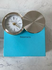 TIFFANY & Co Round Swivel Top Desk Travel Alarm Clock w/Date