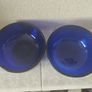 Vintage cobalt blue glass milk jug and sugar bowl with chrome baskets. Image 5