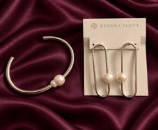Designer pearl bracelet and earring set