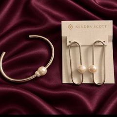 Designer pearl bracelet and earring set