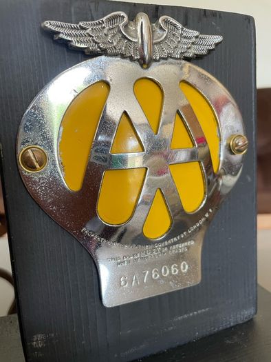 Classic AA Automotive Association Car Members Badge Mid 20th Century 1957 to 1959