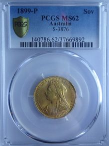 Rarity 2 (R2) 1899 (P) Gold Sovereign Coin Graded