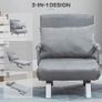 Suedette Adjustable Back Futon Sofa Chair - Grey Image 6
