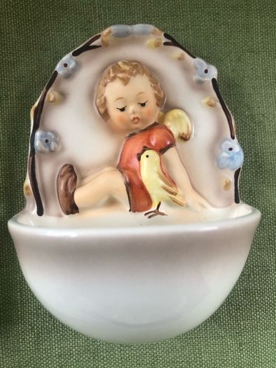 hummel goebel girl with bird holy water font