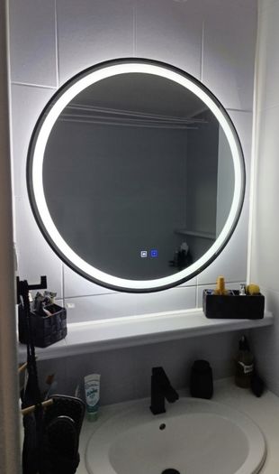 LED Bathroom Mirror 60cm Black Frame Antifog