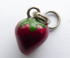 Beautiful Links of London Sterling Silver and Enamel Strawberry Charm, Stamped, Hallmarked