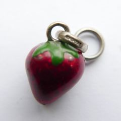 Beautiful Links of London Sterling Silver and Enamel Strawberry Charm, Stamped, Hallmarked