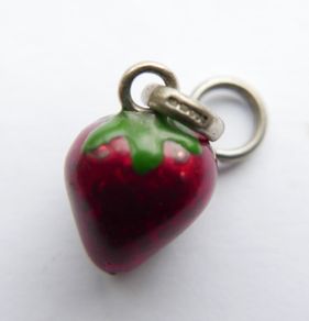 Beautiful Links of London Sterling Silver and Enamel Strawberry Charm, Stamped, Hallmarked