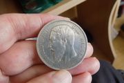 Belgium 1873.5 Francs.90% Silver Crown.Leopold 11.