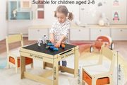 Kids Table and Chair Set, Wooden Activity Table with Storage Space and Boxes, Kids Play Table for Toddlers Art, Craft, Reading, Learning