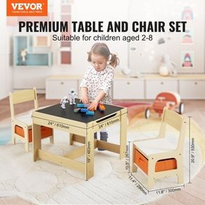 Kids Table and Chair Set, Wooden Activity Table with Storage Space and Boxes, Kids Play Table for Toddlers Art, Craft, Reading, Learning