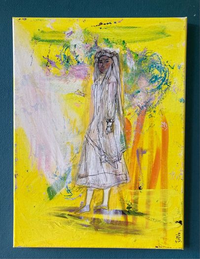 Framed Original Painting Eclectic Art Dublin Wedding Dress Art Bridal Original Art - Fashion Art - Couture Bride - Irish Figurative Art