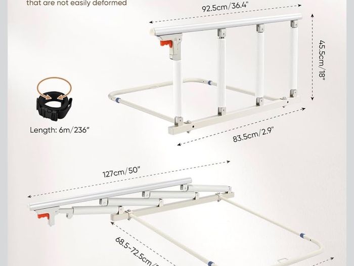 Foldable bed rail- for elderly adults- bed safety