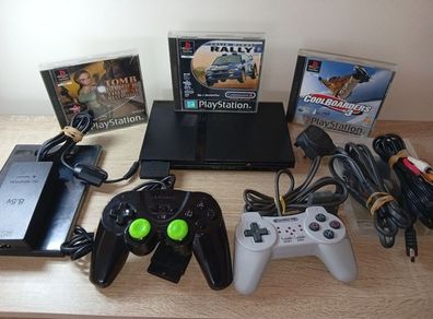 Ps2 Slim With Controllers And Both Ps1 And Ps2 Games And Memory Card