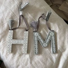 NEXT initial Christmas decorations Letter 'M' and 'H'
