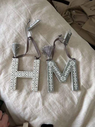 NEXT initial Christmas decorations Letter 'M' and 'H'