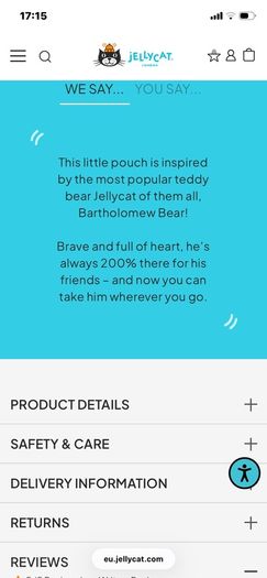 New JELLYCAT Bartholomew Bear Pouch