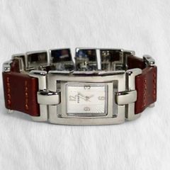 Fossil Ladies ES 1855 brown leather watch with silver accents.