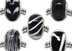 Pandora Style Black Glass Lampwork Beads