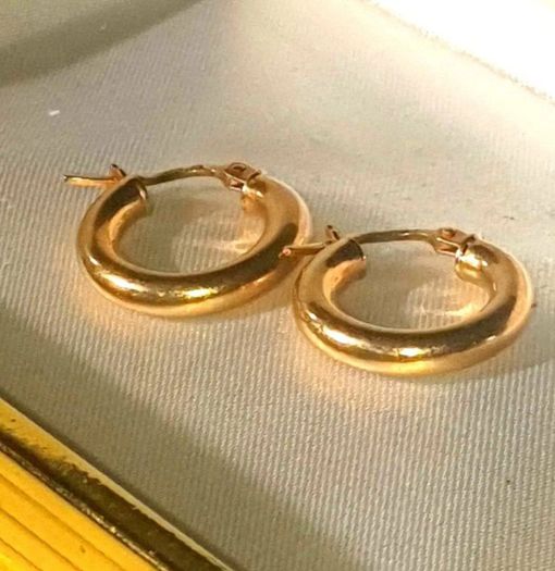 Vintage Hallmarked 9k Gold Chunky Hoop Earrings