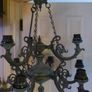 Vintage Chandelier 9 Bulbs Arms  Brass/Bronze  (green patina) H-26" x 23" Image 8
