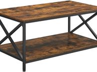 main image for ad Coffee Table with X-Shaped Struts, Steel Frame and Shelves, 100 x 55 x 45 cm, Industrial Design, Country House Style, Vintage Brown / Black