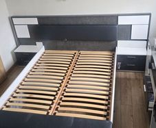 Bed frame matress and side console