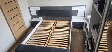 Bed frame matress and side console