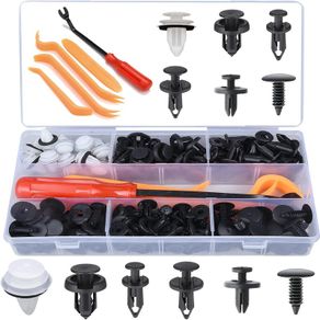 Car Retainer Clips, Preciva 155pcs Car Plastic Mounting Set, 6 Sizes Bumper Mounting Clips Kit, Body Universal Auto Car and Door Trim Panel Clips, Nylon Bumper Push Retainers