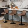 Bar Stools Set of 4, Swivel Counter Height Barstools with Back, Adjustable PU Leather Bar Chairs, Modern Armless Kitchen Island Stool, Brown Image 5