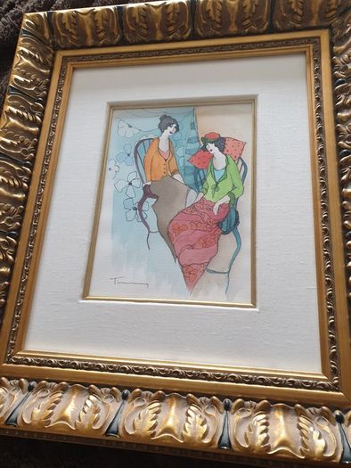 Pair of Tarkay watercolors (2 paintings)- PERFECT condition