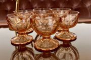 Retro Set of Six 1970s 80s Rose Glass Sundae Glasses